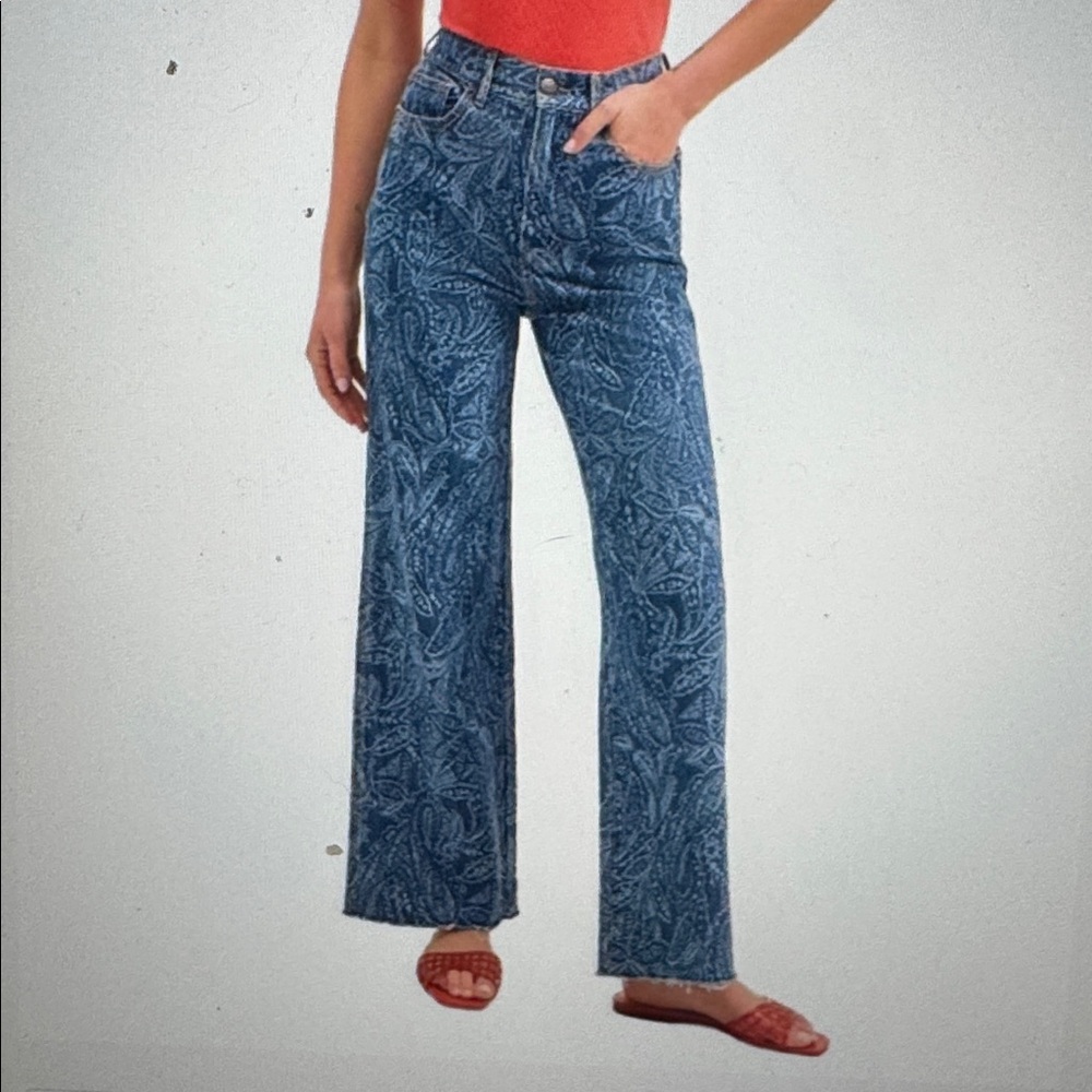 NWOT Veronica Beard Paisley Taylor Wide Leg Jean